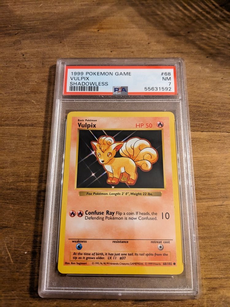 ポケモンカードゲーム Vulpix 1st edition shadow less 1999 Pokemon Base Set SHADOWLESS 🔥 VULPIX 🔥 #68 CGC 8.5 NM