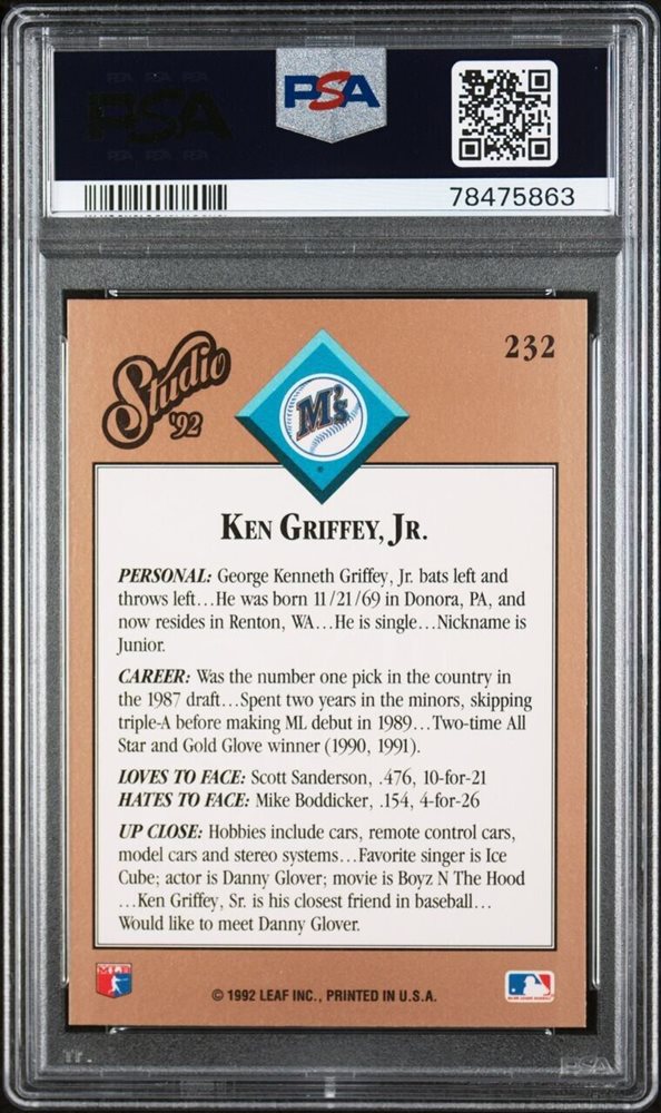 Auction Prices Realized Baseball Cards 1992 STUDIO Ken