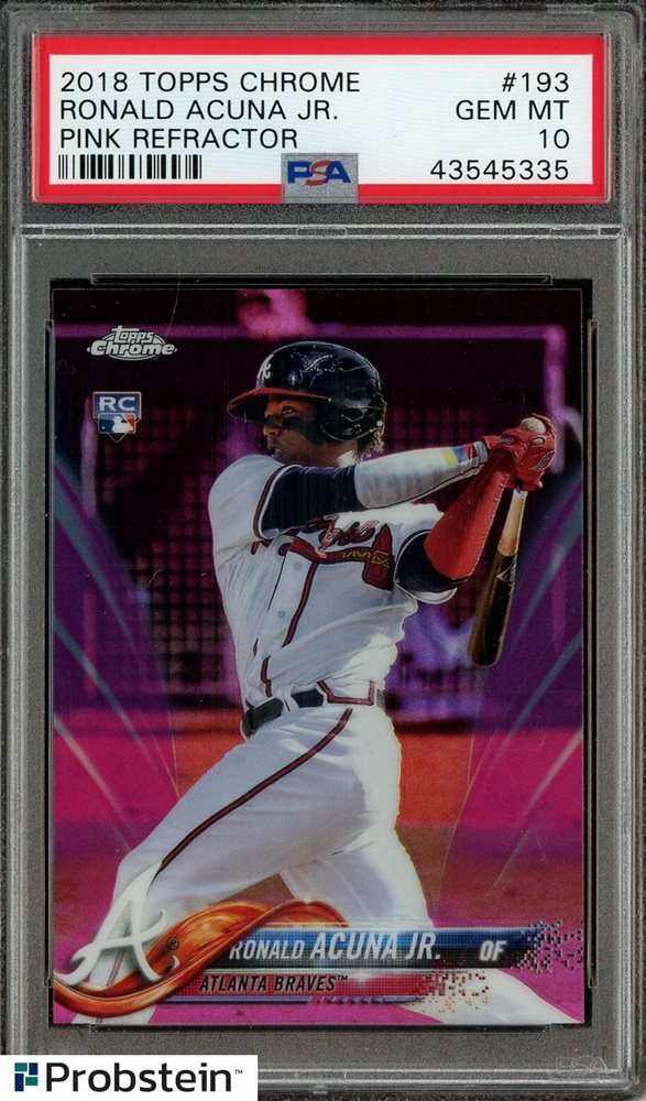 2018 Topps Chrome Ronald Acuna Jr. #193 (Pink Refractor) Gem Mt 10 back