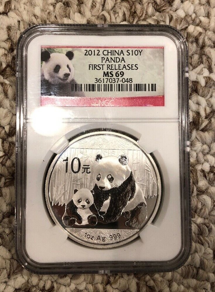 2012 China Panda $10 Yuan 1oz Silver First Release NGC MS69 Panda