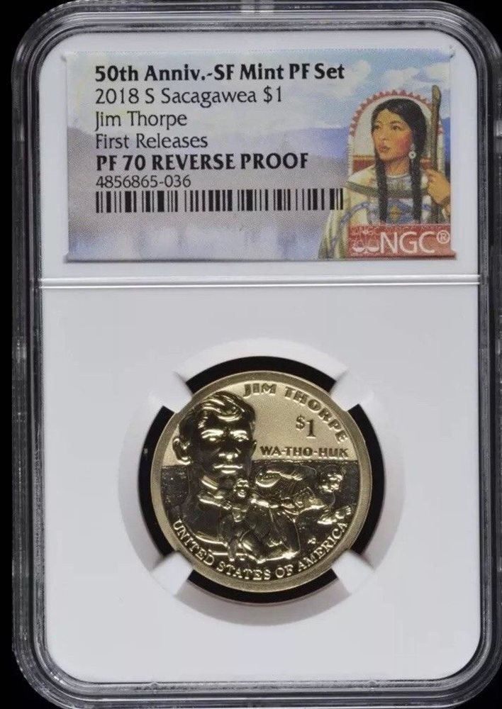 NGC PF70 2018 S Reverse Proof Sacagawea Dollar