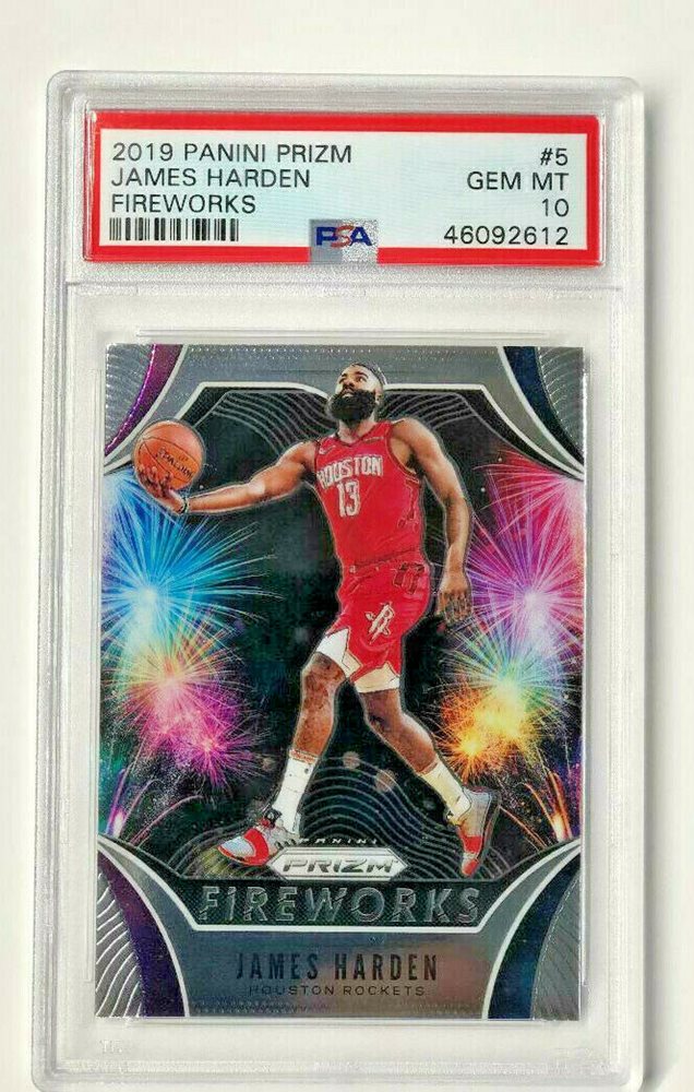 2019-20 Panini Prizm Fireworks #5 James Harden Houston Rockets Basketball Card