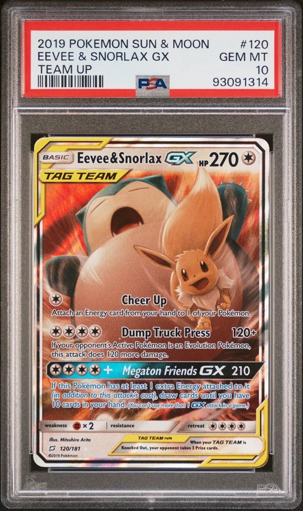 【PSA10】 イーブイ&カビゴン GX/Eevee & Snorlax GX PSA 10 Eevee & Snorlax GX 297/SM-P Promo Tag Bolt 2018