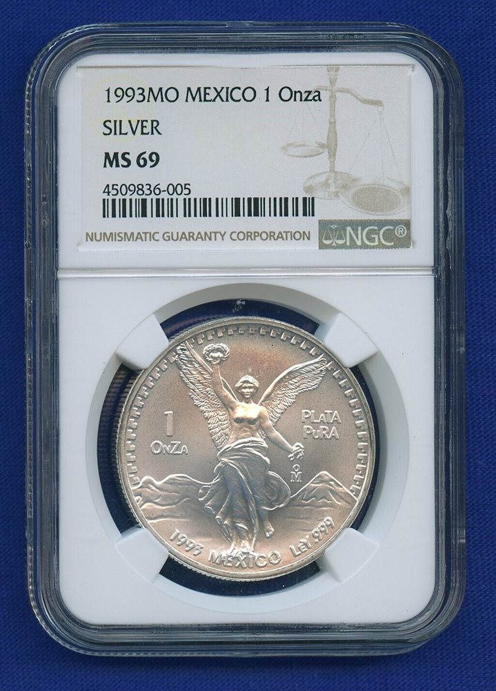 1993 MO NGC MS69 Mexico 1 Onza Libertad 1993-MO NGC MS-69 !, MS69