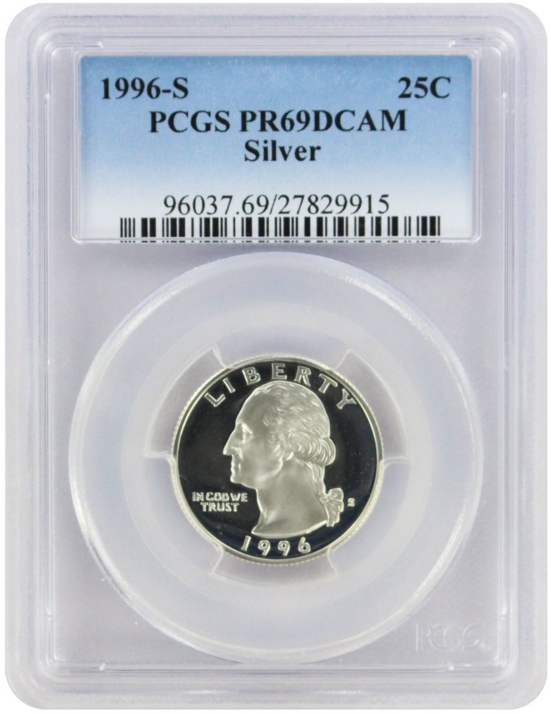 1996-S Silver Washington Quarter PR69DCAM PCGS Proof 69 Deep Cameo