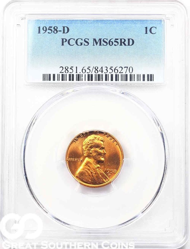 thumbnail image 2 of 1958 P GEM BU Lincoln Wheat Cent - Red Shiny Uncirculated From OBW Roll 2 of 5