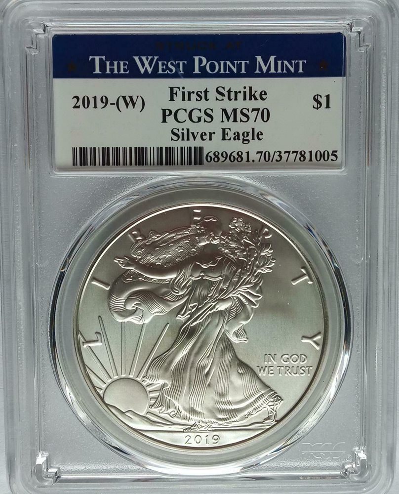 PCGS MS70 First Strike 2019 (W) Silver AMERICAN EAGLE Dollar $1