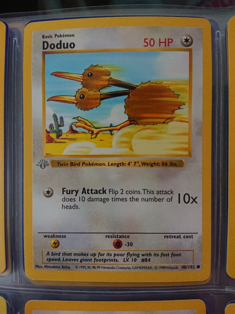 PSA 9 MINT Doduo 48//102 1ST EDITION Base Set SHADOWLESS Pokemon Card