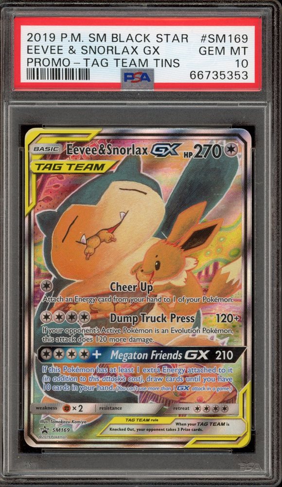 PSA10イーブイ＆カビゴンGX/Eevee & Snorlax GX プロモ PSA 10 Eevee & Snorlax GX 297/SM-P Promo Tag Bolt 2018