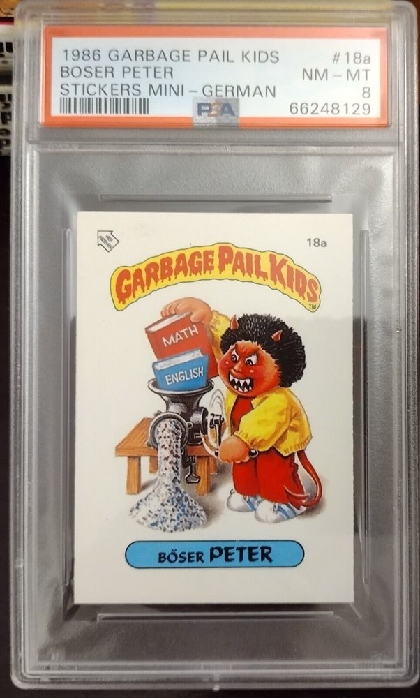 1986 Topps Garbage Pail Kids Stickers-Mini German #18a Boser Peter front