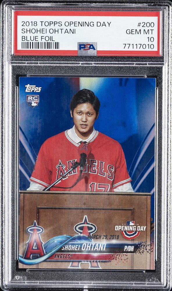その他 2018 Topps Shohei Ohtani RC Blue PSA Topps - 2018 Chrome Blue Refractor Shohei Ohtani pitching