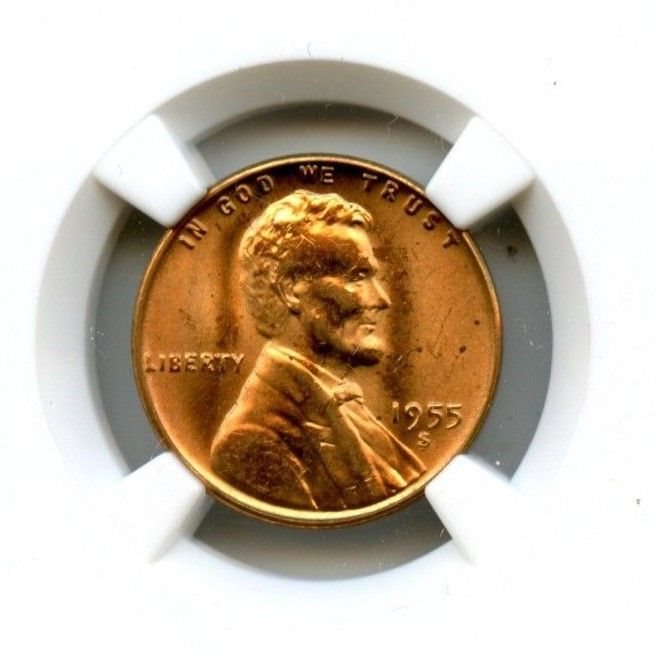 Impressive 1955-S MS 65 RD NGC United States Lincoln Cent 1c Coin