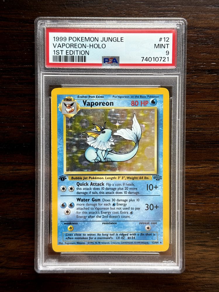 英語版初期　ポケモンカード　Vaporeon holo 1st Edition Vaporeon 1st Edition Holo Rare 12/64 Jungle Set Vintage