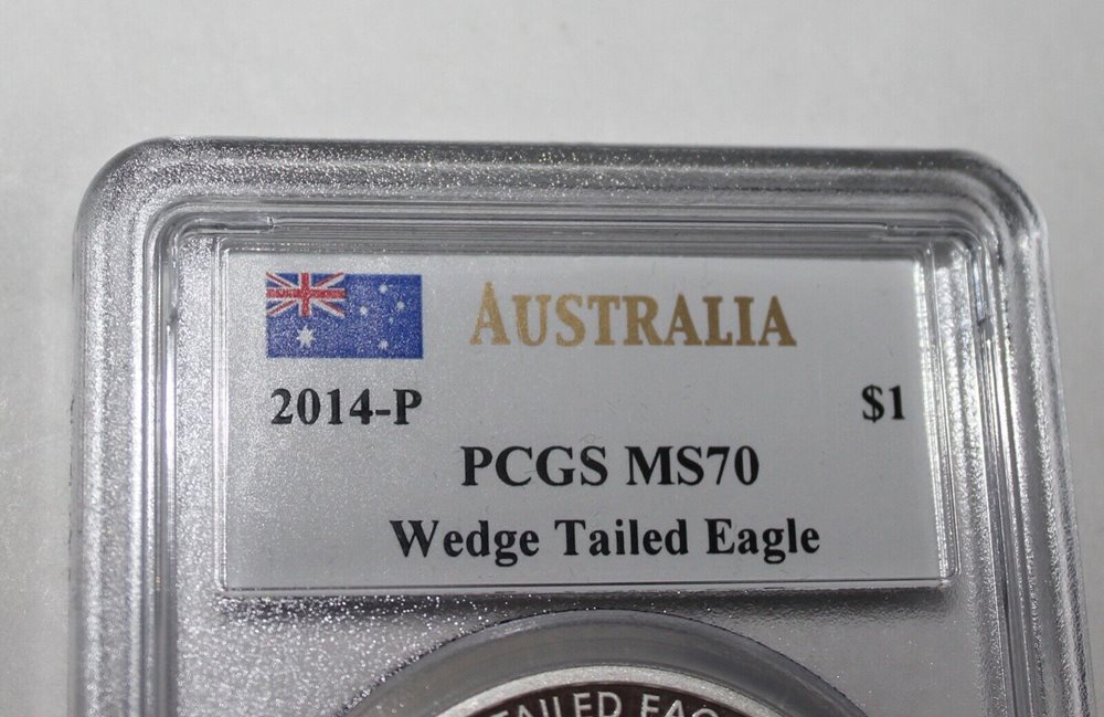 2014-P AUSTRALIA $1 SILVER WEDGE TAILED EAGLE PCGS MS70- JOHN M