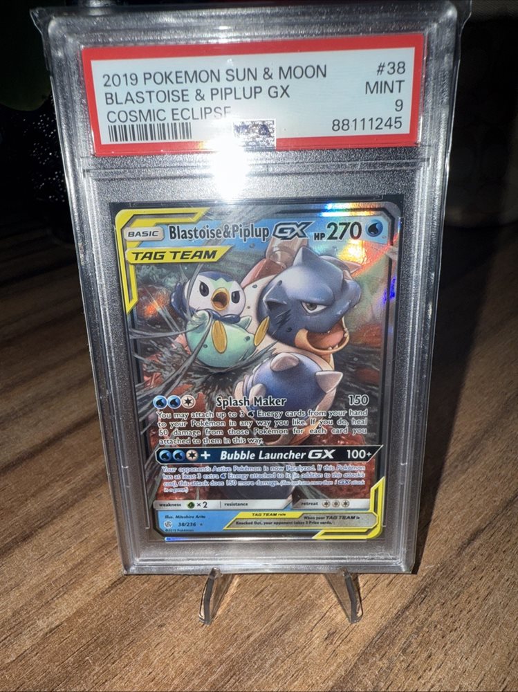 Pokemon Ex Cards Blastoise & Piplup GX Tag Team Pokemon Card - Cosmic  Eclipse 38/236 Ultra Rare 38/236 Pokemon Card