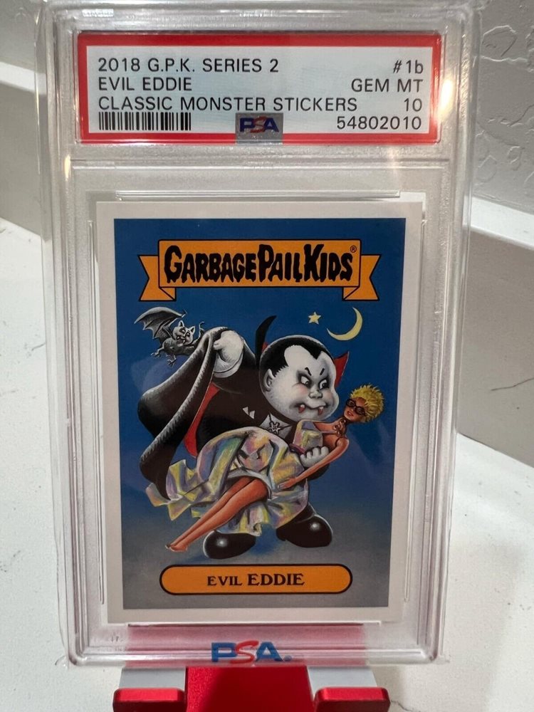 2018 Topps Garbage Pail Kids Memes Classic Monster Stickers #1b Evil Eddie front