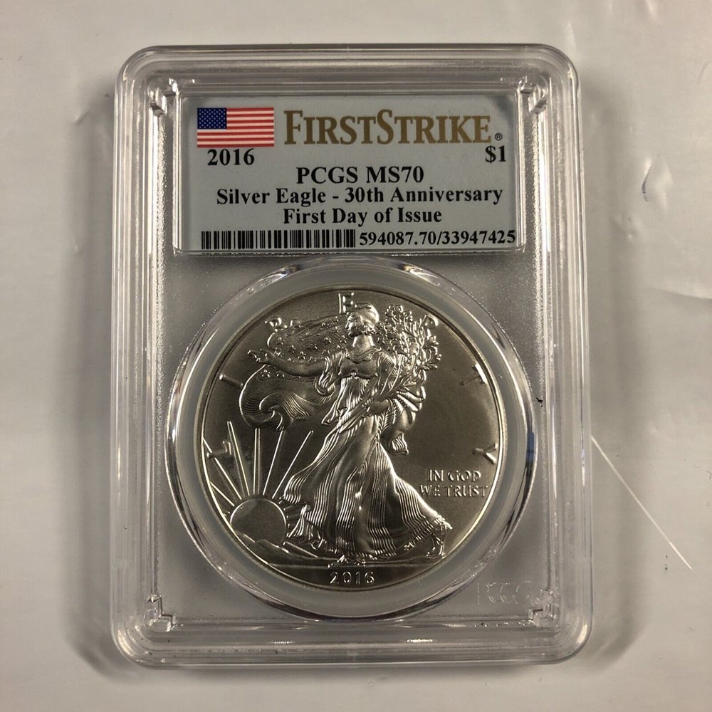 PCGS MS70 2016 First Strike First Day Of Issue Silver Eagle Super