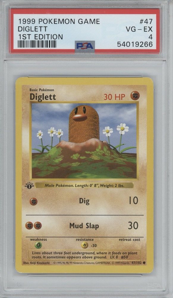 1995 diglett pokemon card value 47/102 Base Set Common #47 [Shadowless] [Lightly Played] Retreat Cost Pokémon TCG Diglett Base Set