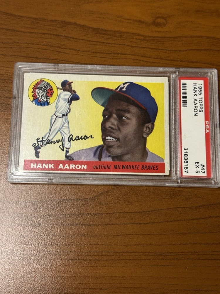 1955 Topps Hank Aaron Card #47 2nd Year Psa 4 Graded Ex