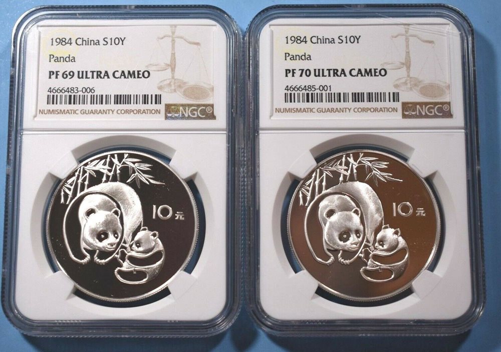 1984 CHINESE SILVER PANDAS PF 70 & PF 69, PR70DCAM - PCGS Auction