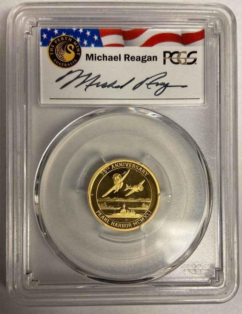 2016 P Tuvalu $25 Gold Pearl Harbor 1/4 oz PCGS PR70 DCAM Reagan