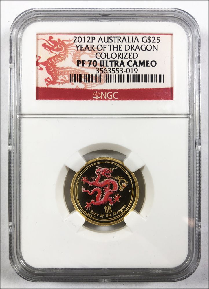 2012P Australia G$25 Year of the Dragon Colorized - NGC PF 70