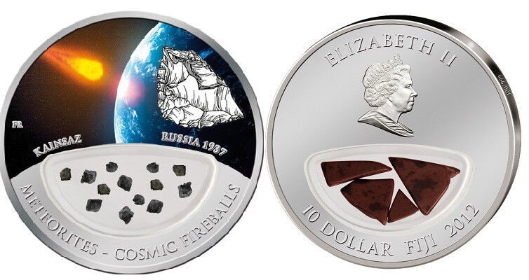 only 999 made Cosmic Fireballs $10 Fiji Chassigny METEORITE silver coin