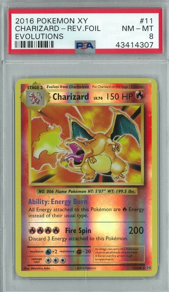 Pokemon XY Evolutions Reverse Foil Charizard 11/108 PSA 8