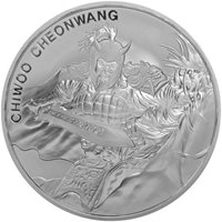 2018 1 oz South Korea Silver Chiwoo Cheonwang Medal Black Ruthenium 24K Gold