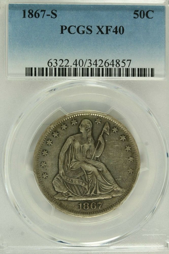 1867-S Seated Liberty Half Dollar : PCGS XF40, XF40 - PCGS Auction