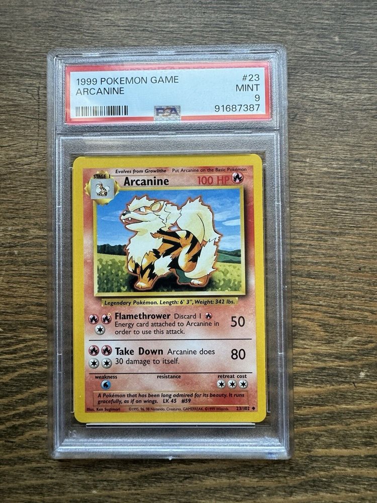 arcanine pokemon card 23/102 1999 POKEMON BASE SET 1ST EDITION ARCANINE CARD 23/102 PSA 8 NM-MT main image 1