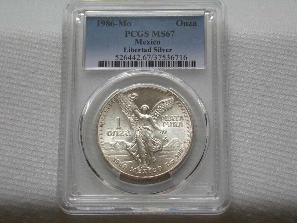 1986年 メキシコ リベルタッド銀貨 PCGS MS67 1オンス　高鑑定 1986-MO PCGS MS67 1ONZA MEXICO SILVER LIBERTAD *** High Grade