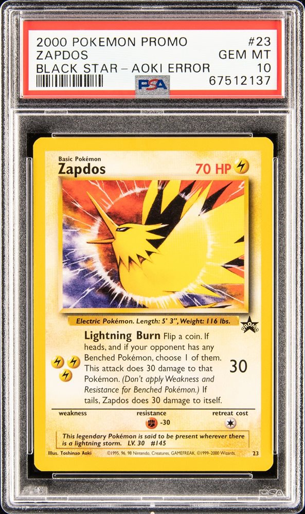 Auction Prices Realized Tcg Cards 2000 POKEMON PROMO BLACK STAR Zapdos