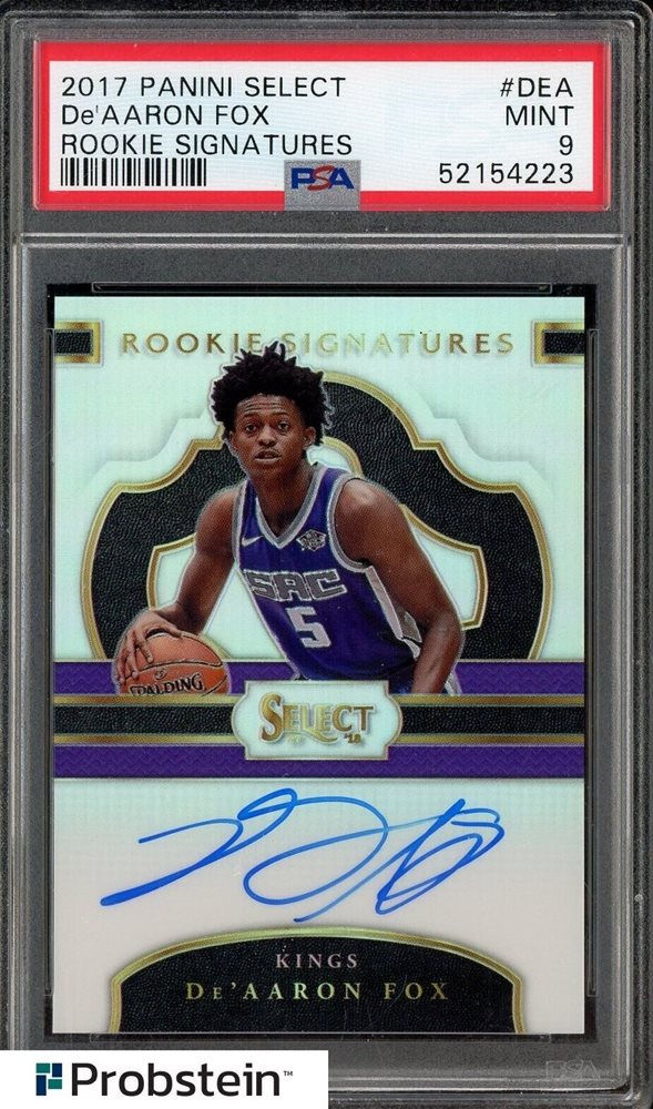 PSA9 ディアロンフォックス　De'Aaron Fox　SELECT Auction Prices Realized Basketball Cards 2017 PANINI SELECT ROOKIE
