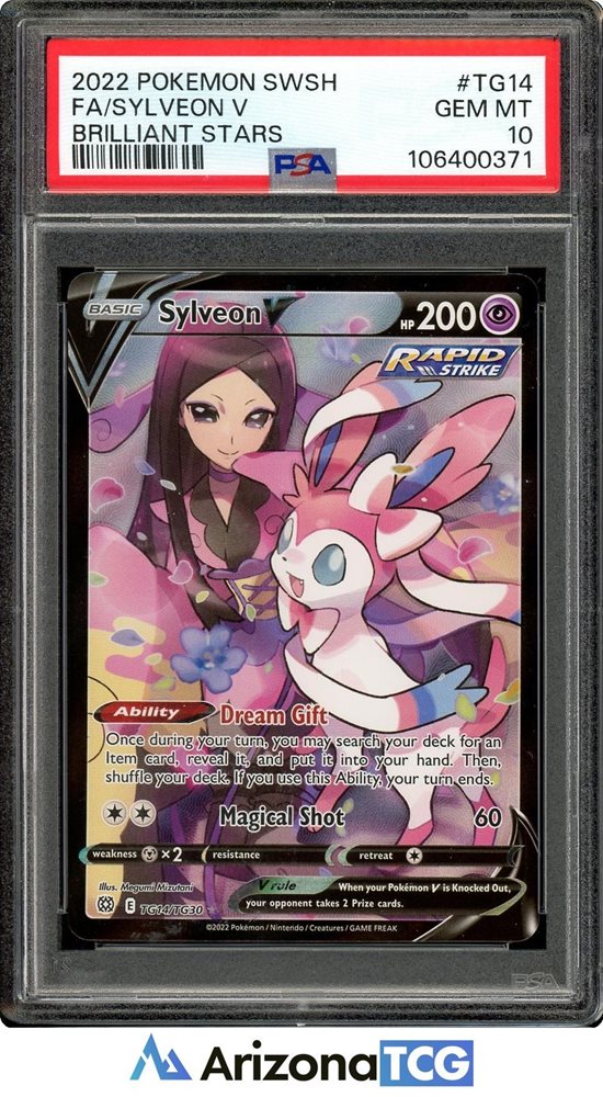 2022 POKEMON SWORD & SHIELD BRILLIANT STARS #TG14 FA/SYLVEON V BRILLIANT STARS (PSA 10) (PSA 10) – 100667448