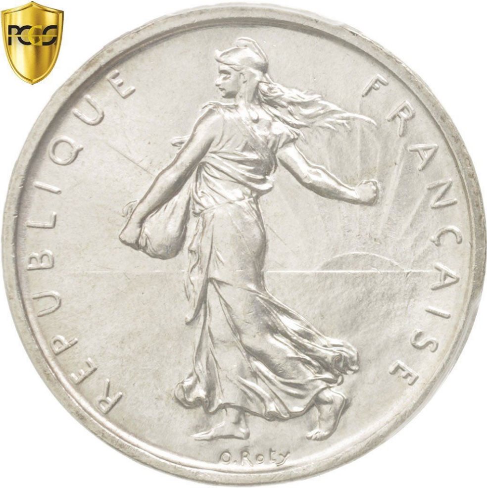 1960年 フランス 5フランか銀貨 トーン❗️PCGS認定 1960年 フランス 5フランか銀貨 トーン❗️PCGS認定