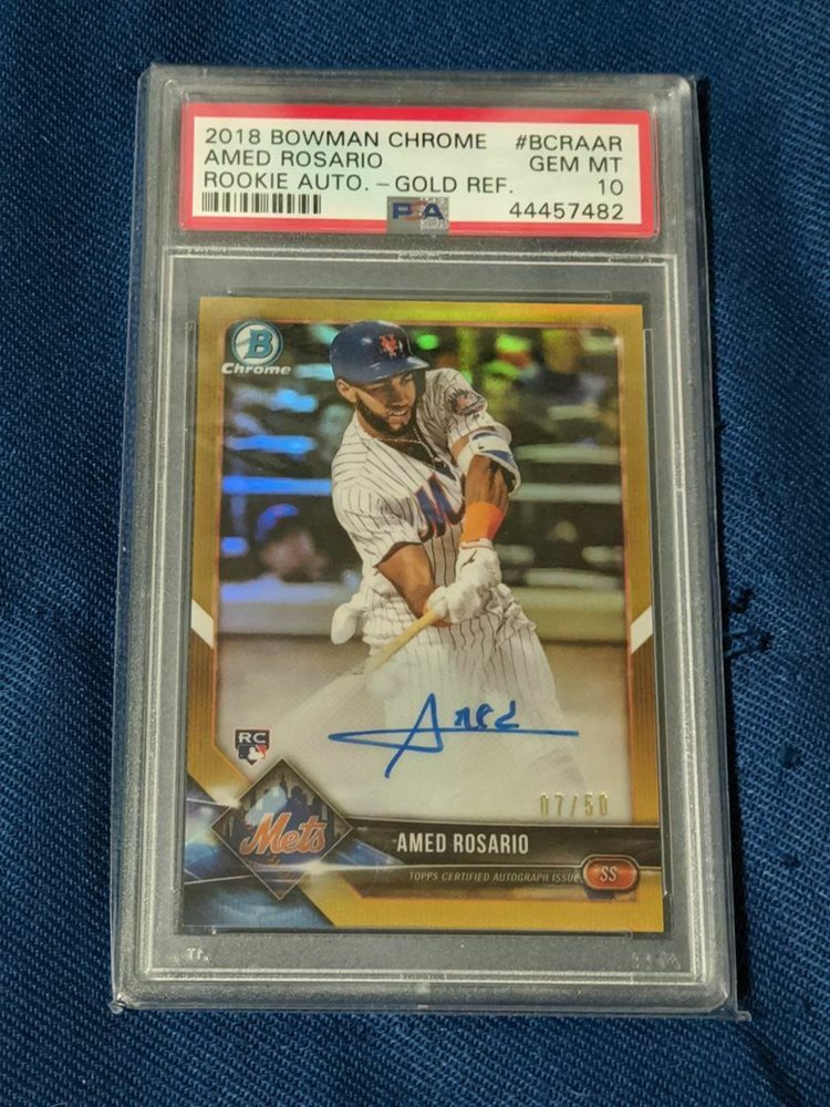 Amed Rosario 2018年ルーキー直書き直筆サインカード1/1 2018 Panini Donruss Amed Rosario Signature Series Auto Black