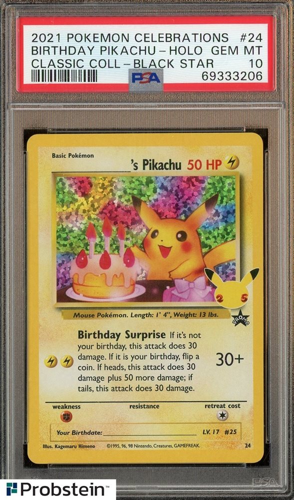 2021年 ポケモン バースデーピカチュウホロカード　PSA10 2021 Pokemon Birthday Pikachu #24 HOLO Celebrations 25th