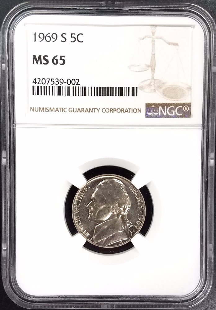 1969-S JEFFERSON NICKEL NGC MS65