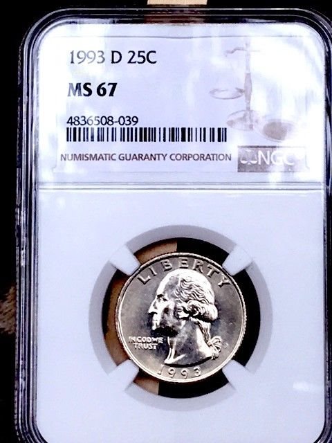 1993-D Washington Quarter NGC MS 67 * Price Guide $1,750 - Rare