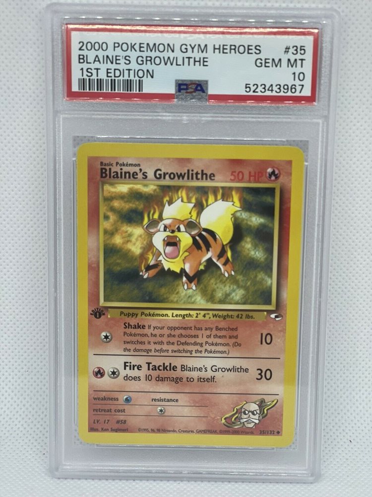 Pokemon BLAINE'S GROWLITHE Card GYM HEROES Set 35/132 UNCOMMON Unlimited NM Pokemon BLAINE'S GROWLITHE Card GYM HEROES Set 35/132 UNCOMMON Unlimited NM