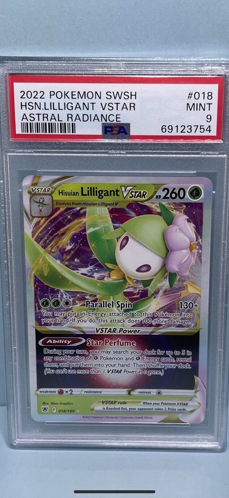 lilligant vstar pokemon card value Hisuian - 018/189 - Ultra Rare - Sword & Shield holofoil pattern or surface detail) Hisuian Lilligant Vstar 018/189 Astral