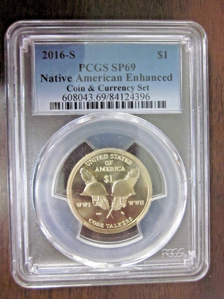 2016 S Native American Enhanced $1 Dollar Coin /& Currency Set PCGS SP70