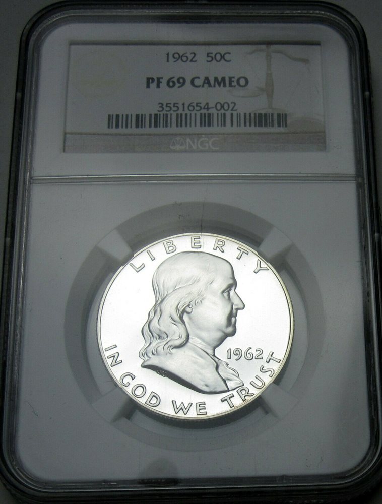 1962 Franklin PF 69 CAMEO Half NGC Proof 69 Cameo, PR69 - PCGS