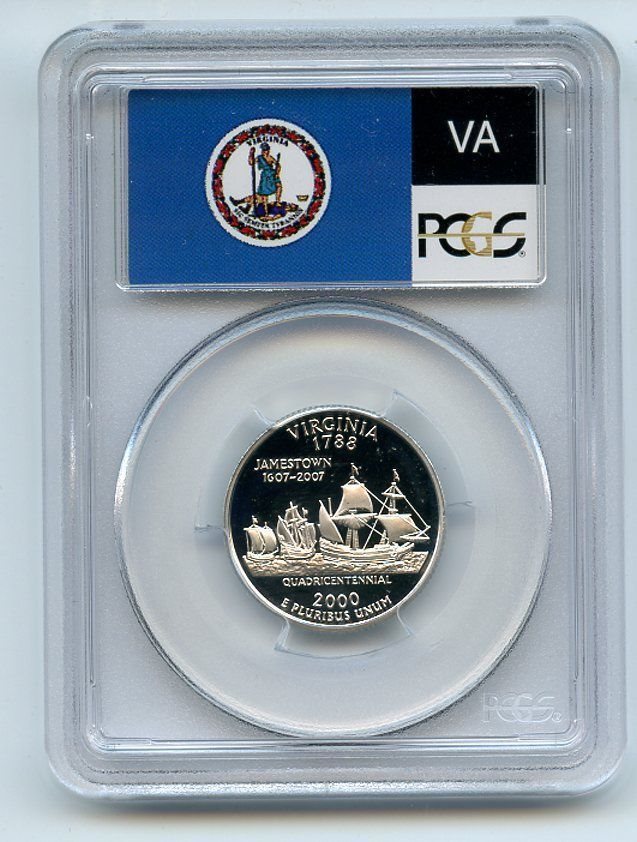 2000 S 25C Silver Virginia Quarter PCGS PR69DCAM, PR69DCAM - PCGS