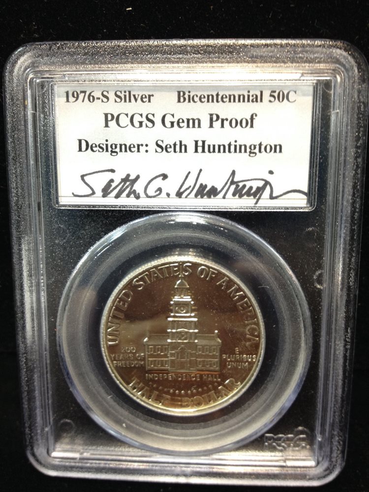 1976-S Silver PCGS GEM Proof BICENTENNIAL 50C DESIGNER BY SETH