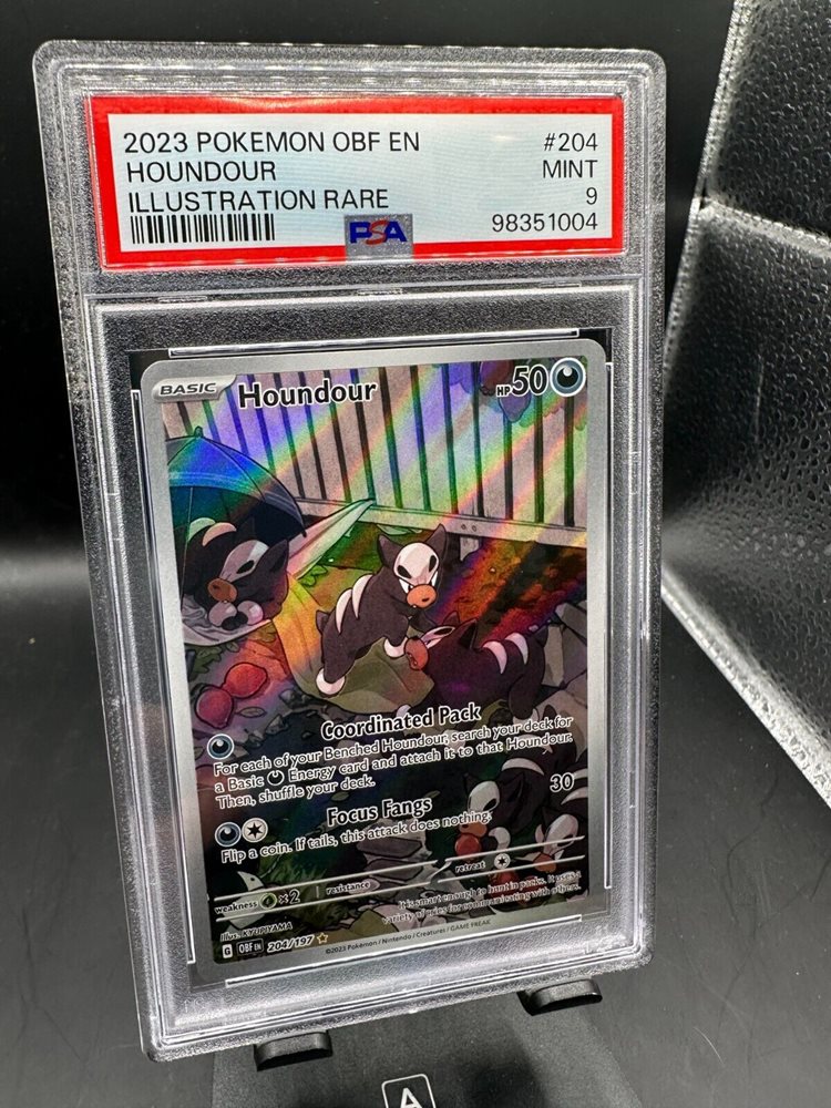 Scyther Pokemon Card PSA 9 Houndour 204/197 Sv03: Obsidian Flames Holo IR  Pokemon Full Art Cards