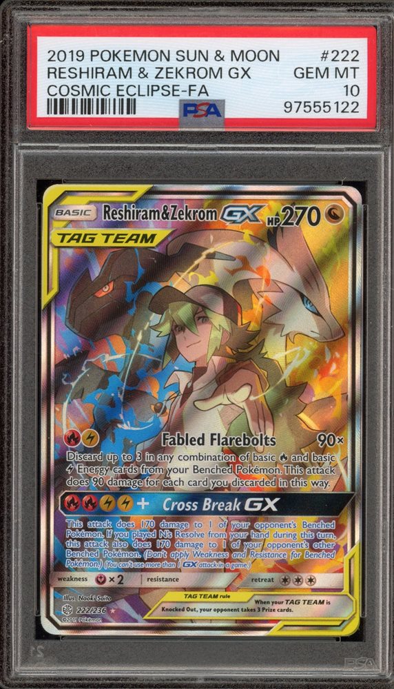 PSA 10 Reshiram Zekrom GX 169/150 SR Sun Moon Full Art CSM2c