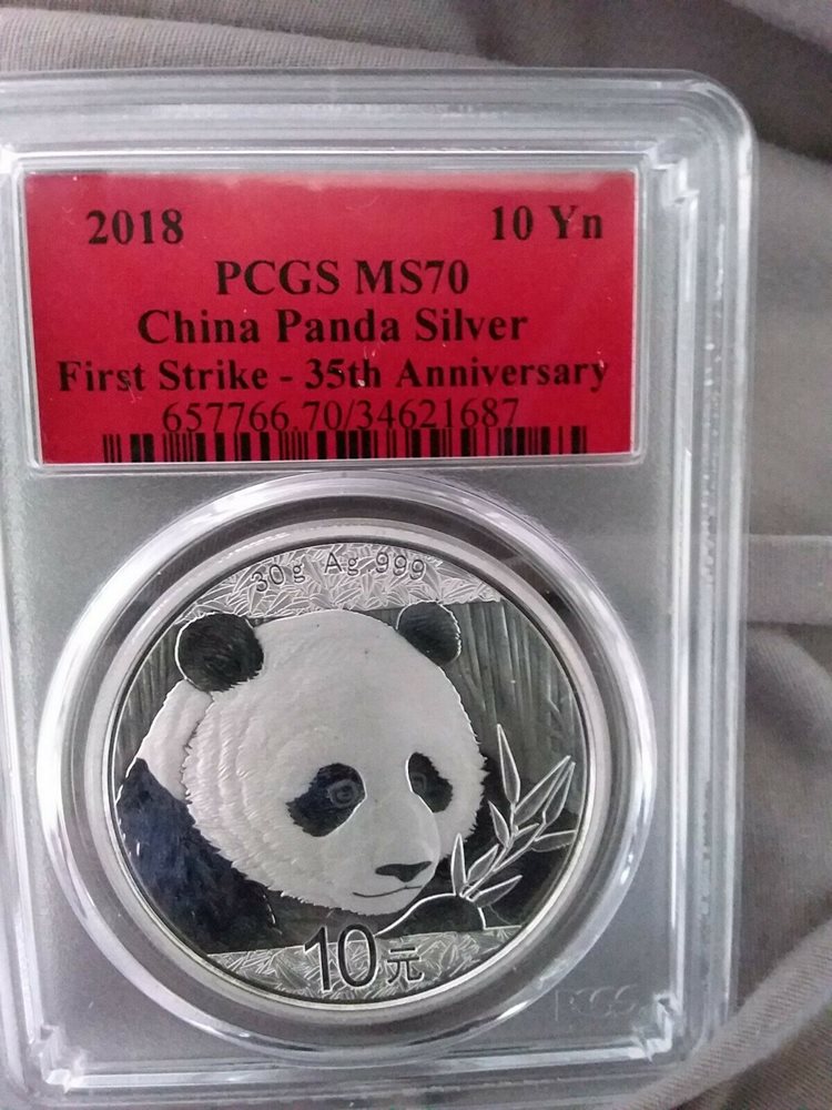 2019 10 Yuan Silver China Panda PCGS MS70 China Flag First Strike Label