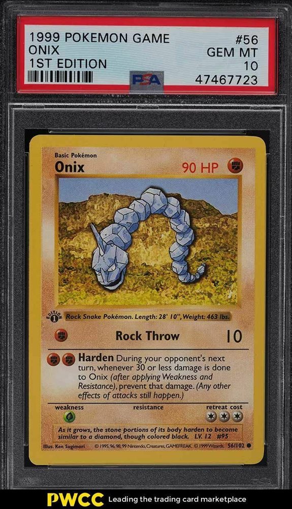 Auction Prices Realized Tcg Cards 1999 Pokemon Game Onix 1st Edition